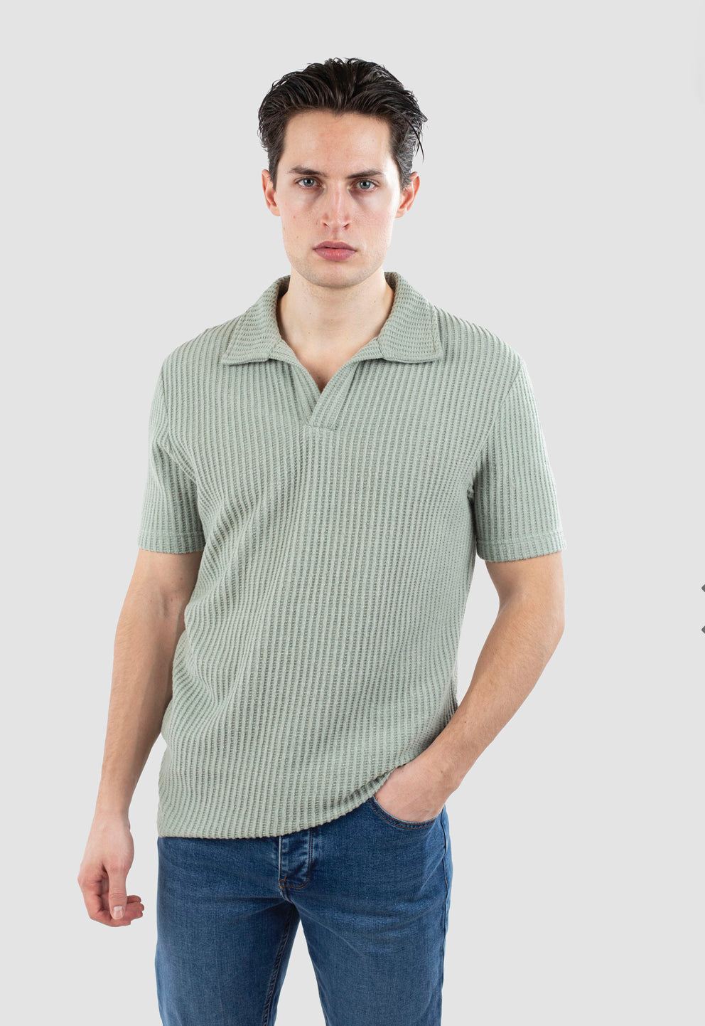 Ciszere Nelson knitted polo – Palm leaf